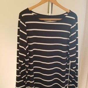 Belle by Kim Gravel TripleLuxe Knit Yarn Dyed Striped Top, w/Thumbholes, Large